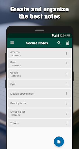 اسکرین شات 1 برنامه Secure Notes: private notes and lists