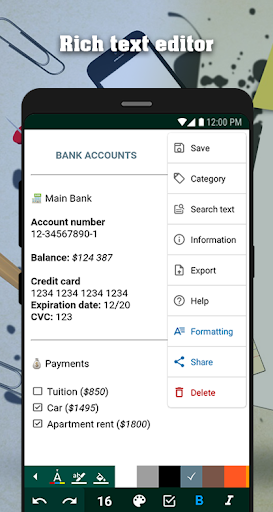 اسکرین شات 2 برنامه Secure Notes: private notes and lists
