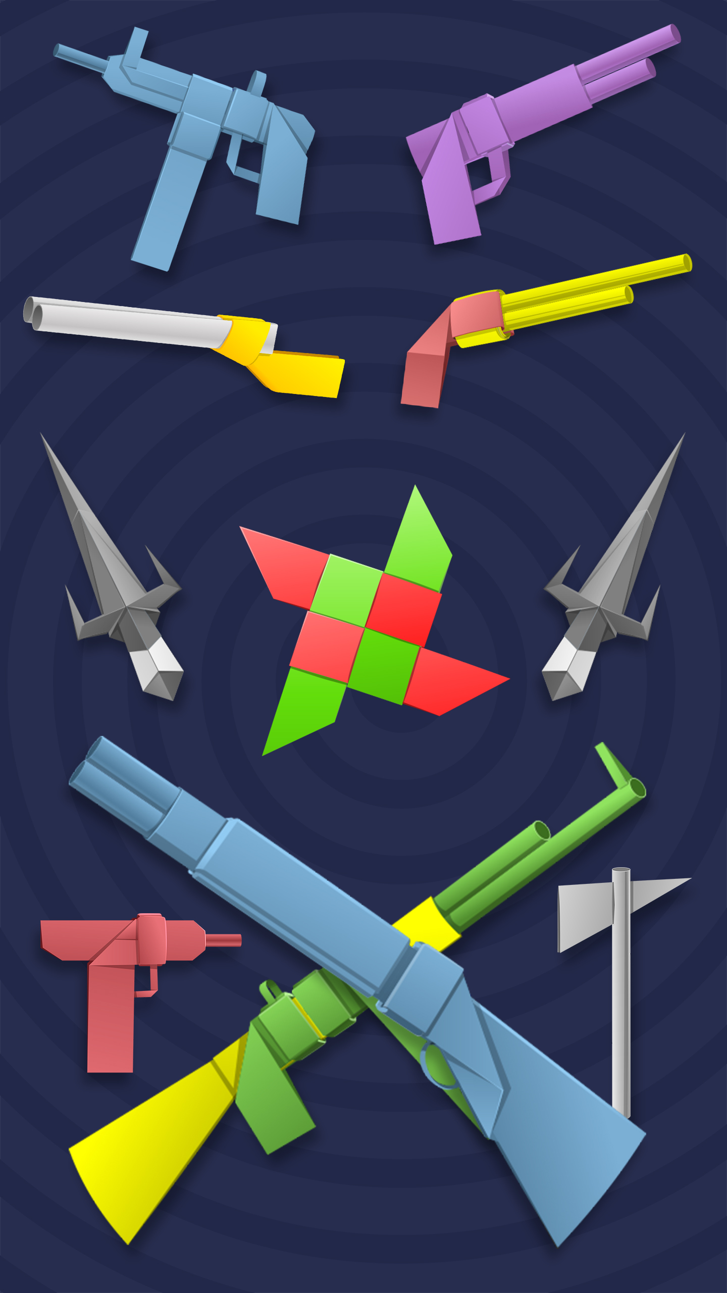 اسکرین شات 1 برنامه Origami Weapons: Swords & Guns