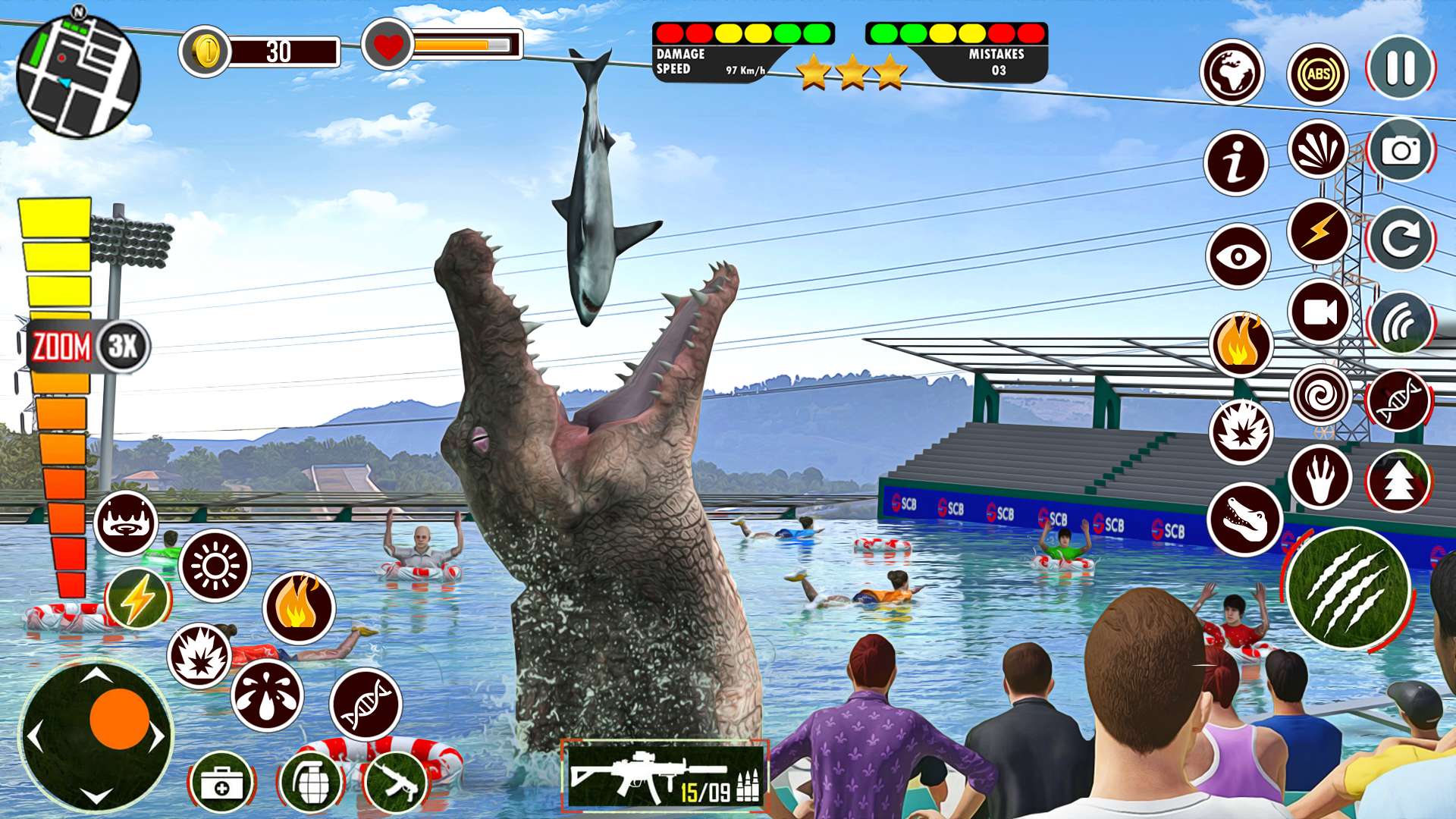 اسکرین شات 2 برنامه Hungry Animal Crocodile Games