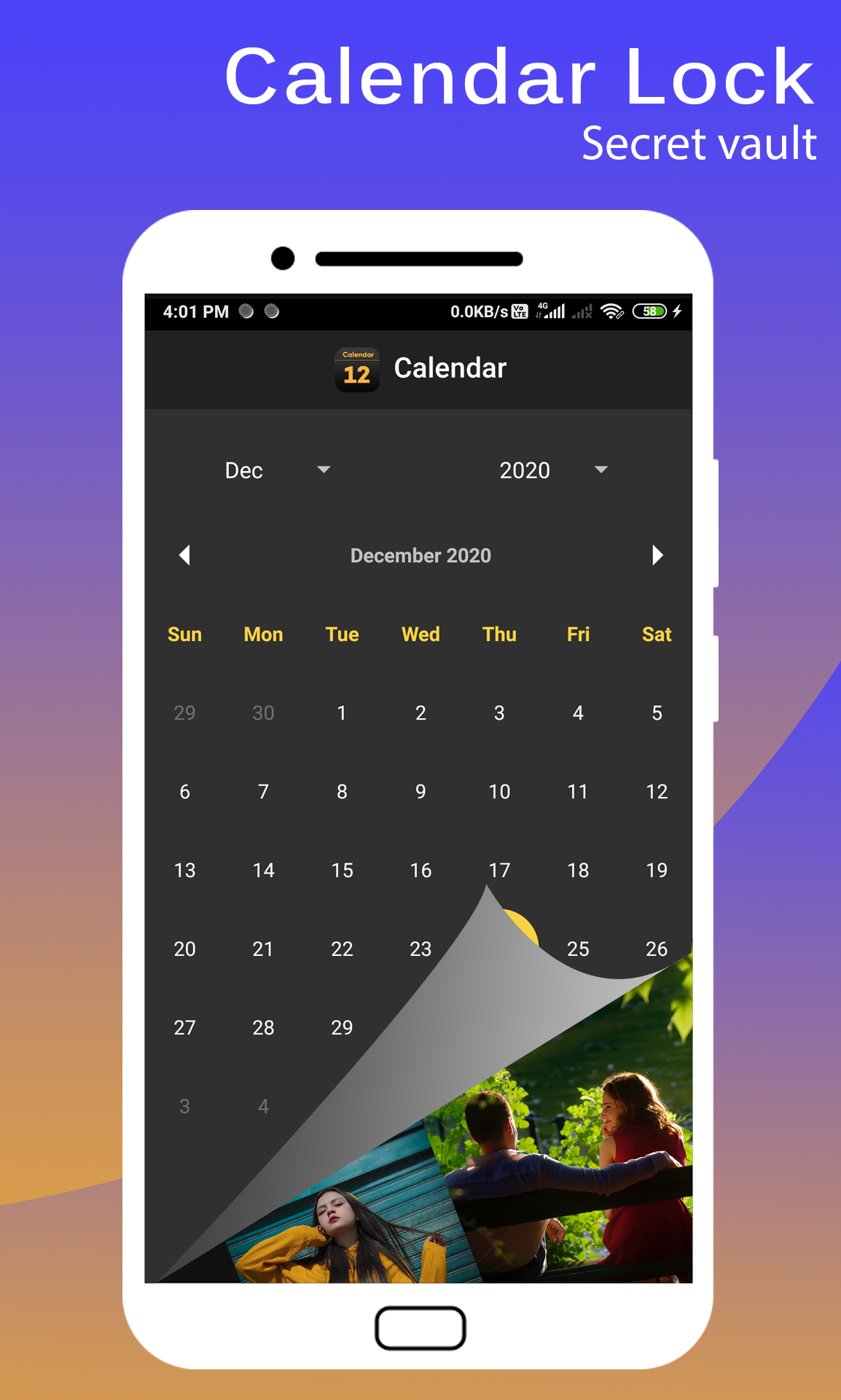 اسکرین شات 1 برنامه Calendar Lock - Photo vault