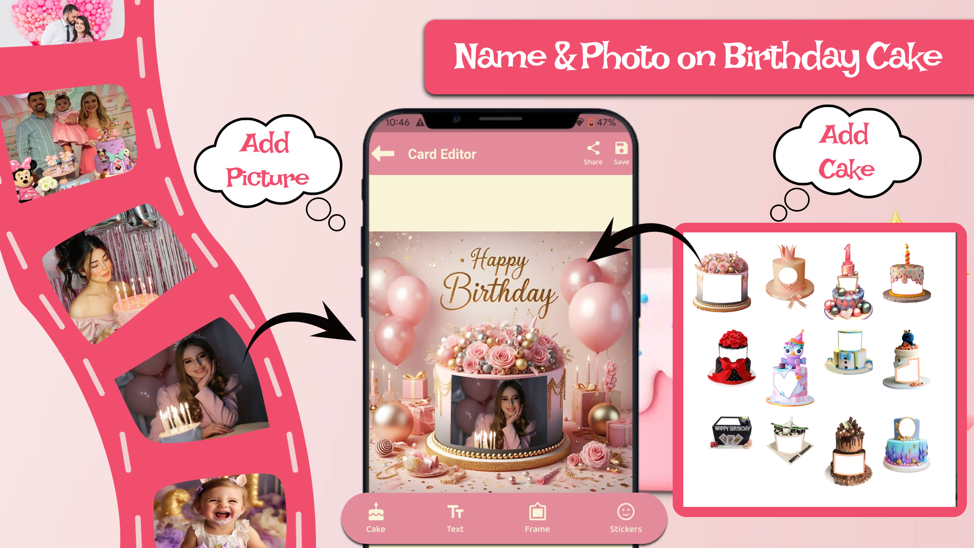 اسکرین شات 3 برنامه Photo & Name On Birthday Cake