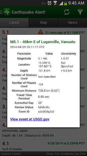 اسکرین شات 6 برنامه Earthquake Alert!
