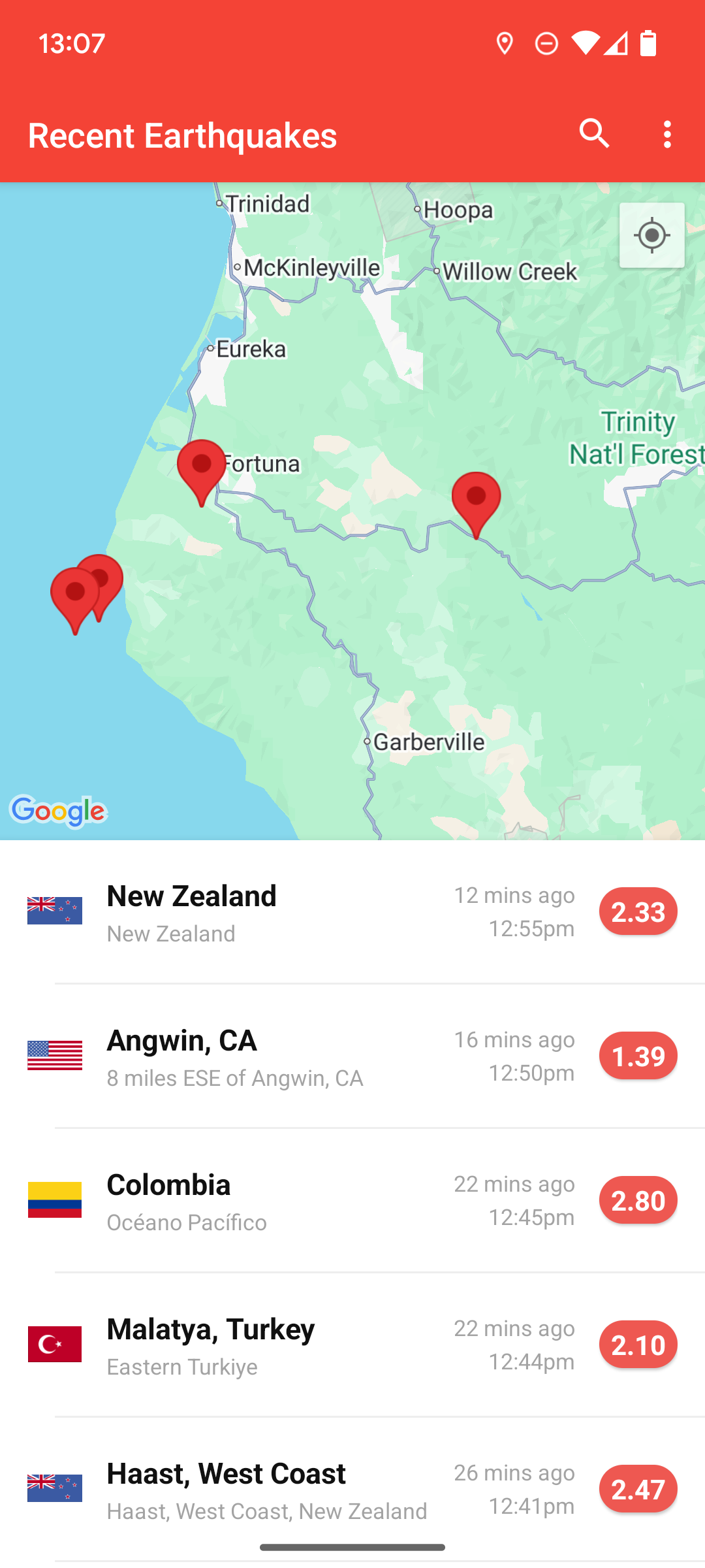 اسکرین شات 3 برنامه My Earthquake Alerts - Map