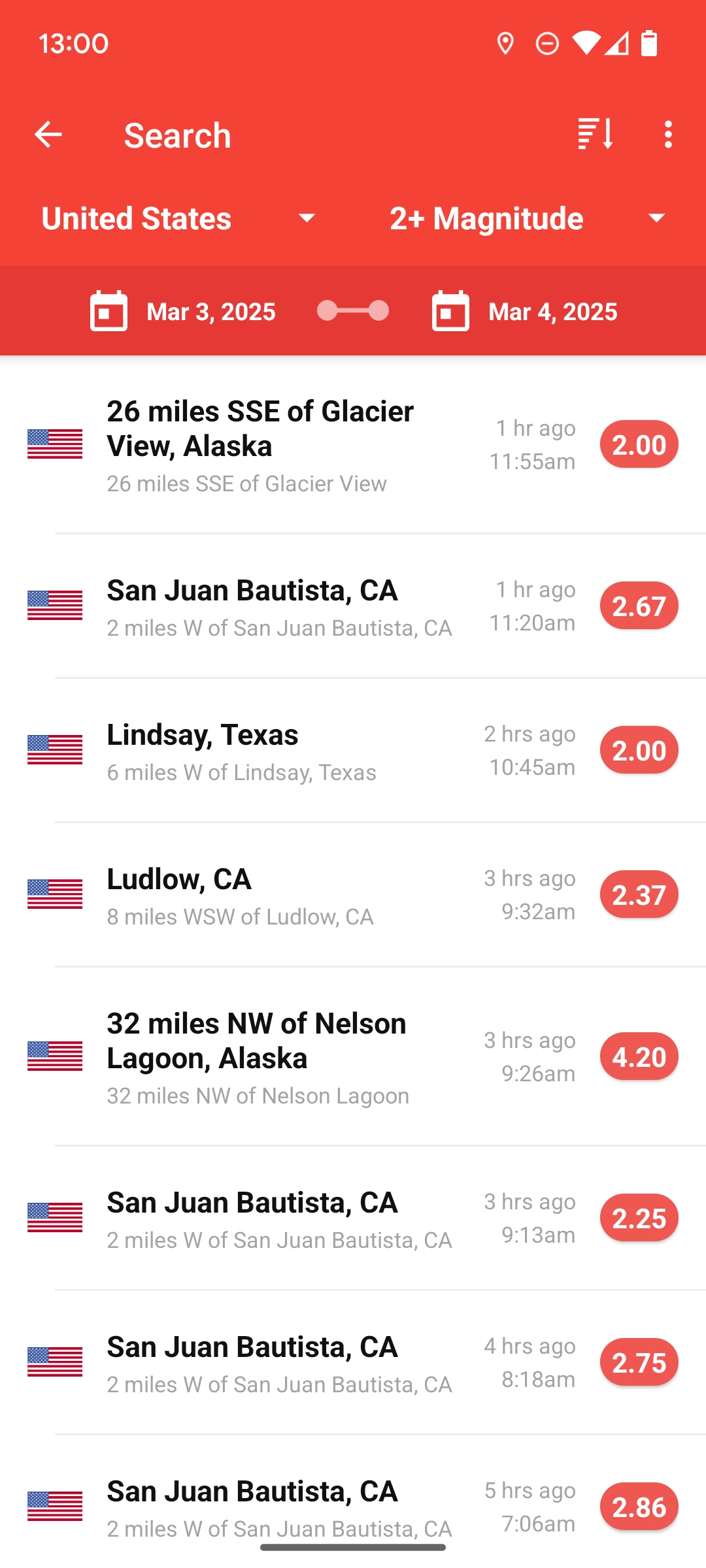 اسکرین شات 2 برنامه My Earthquake Alerts - Map