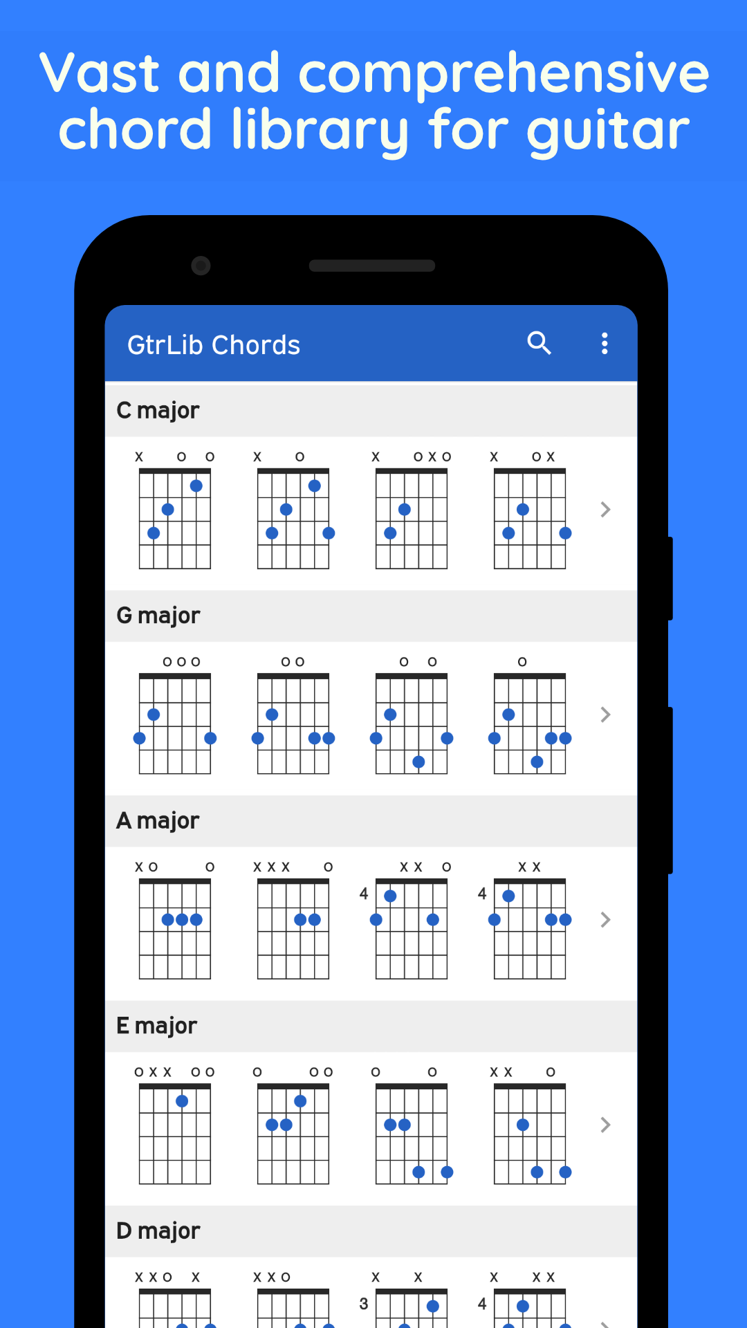 اسکرین شات 1 برنامه GtrLib Chords - Guitar Chords