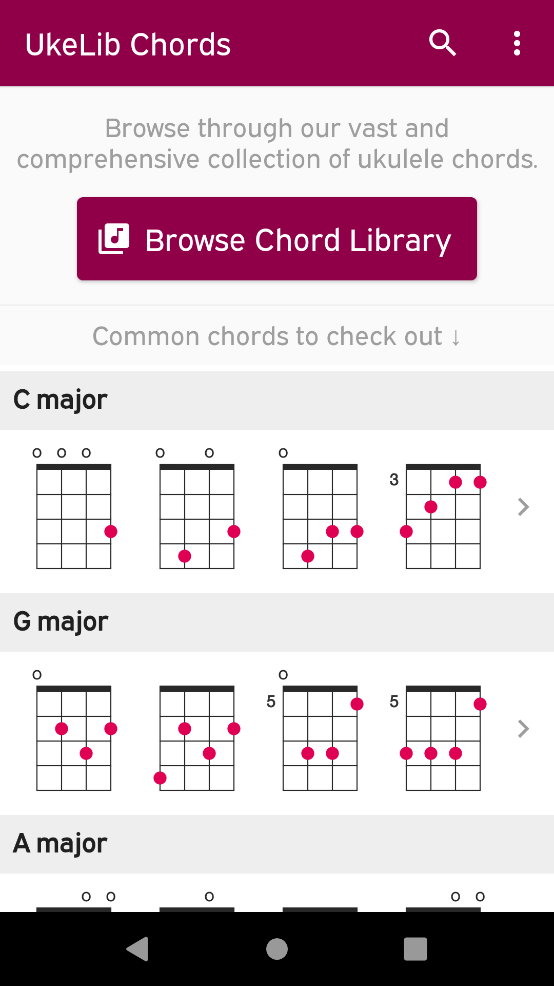 اسکرین شات 1 برنامه UkeLib - Ukulele Chord Charts