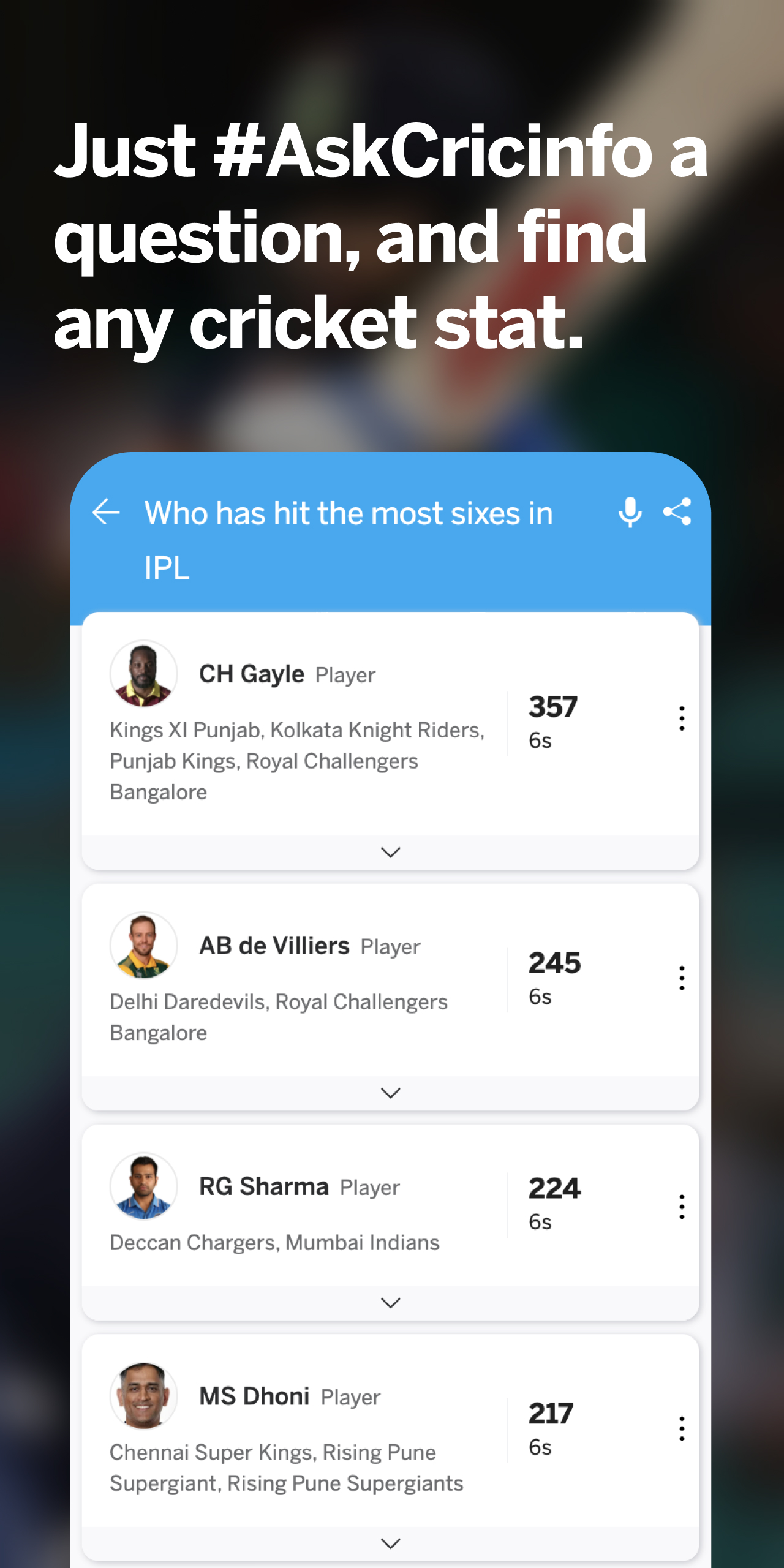اسکرین شات 4 برنامه ESPNcricinfo - Live Cricket