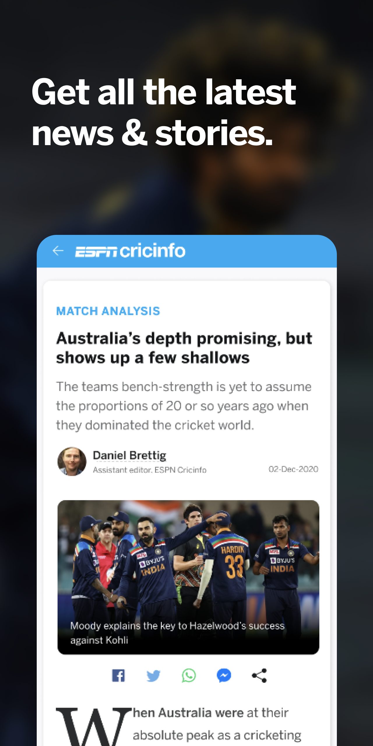اسکرین شات 6 برنامه ESPNcricinfo - Live Cricket
