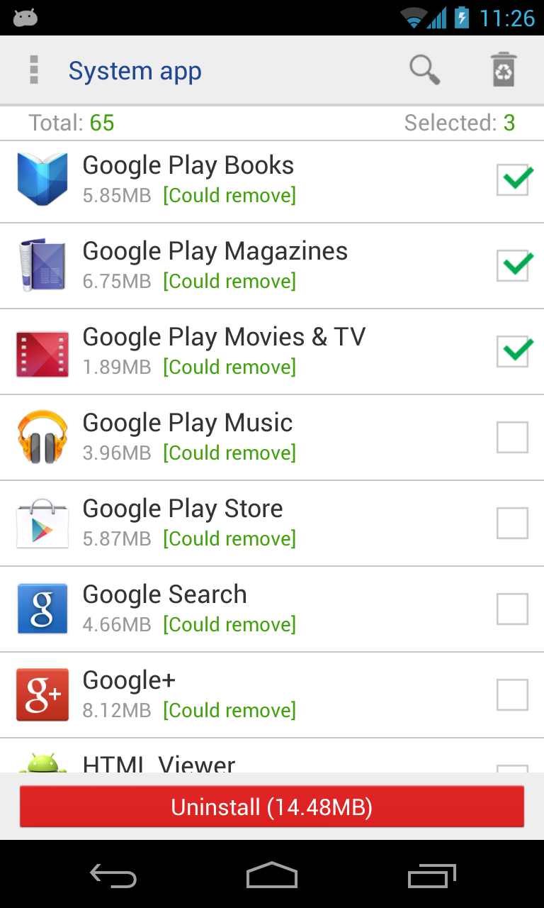 اسکرین شات 1 برنامه System app remover