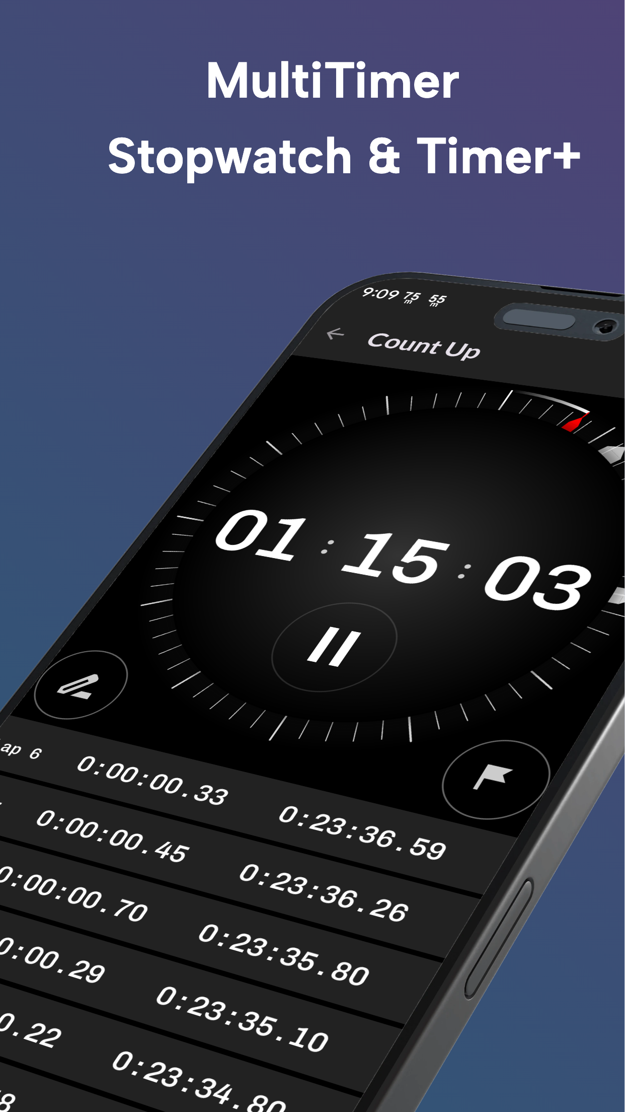 اسکرین شات 1 برنامه MultiTimer: Stopwatch & Timer+