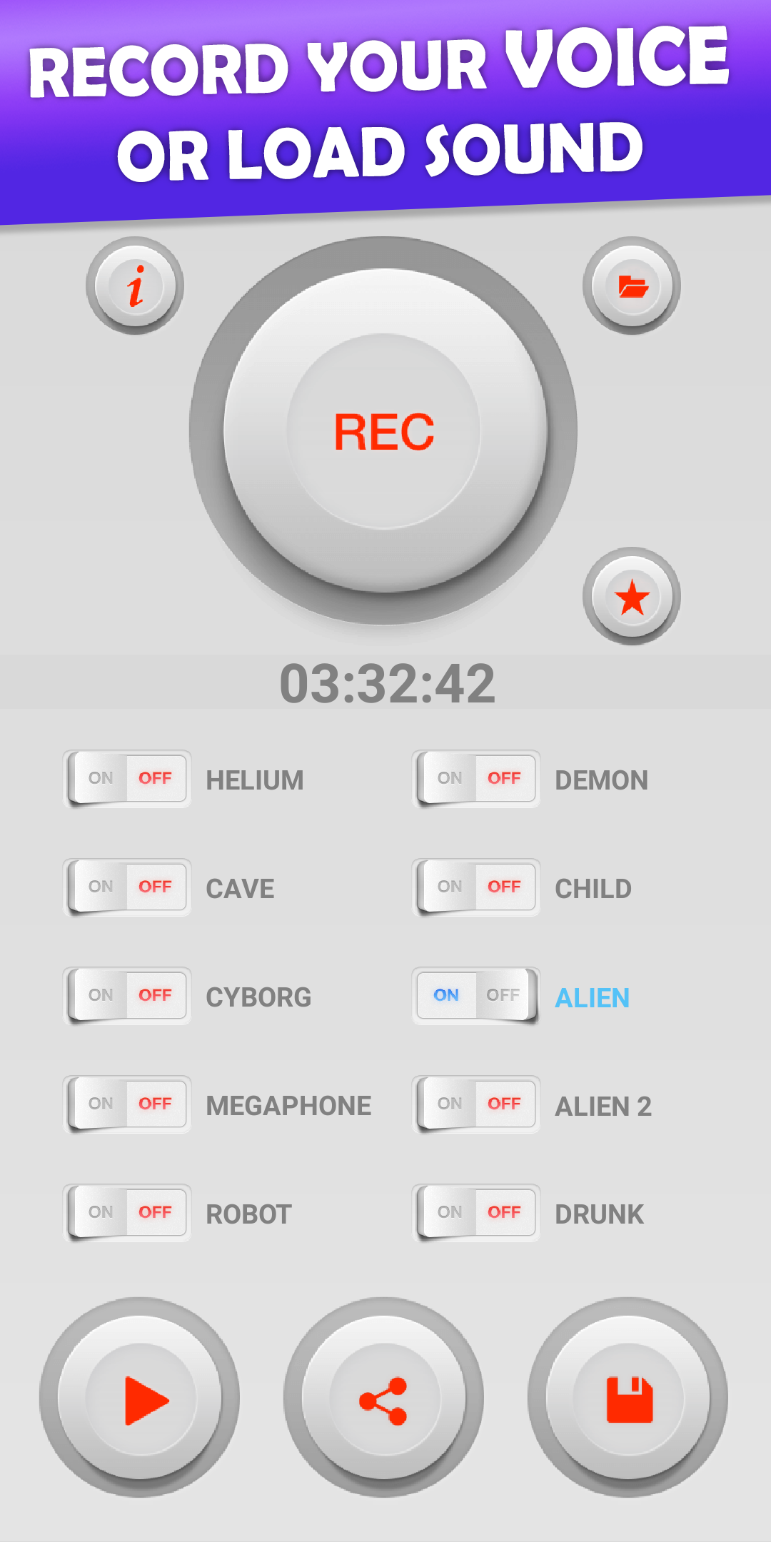 اسکرین شات 1 برنامه Voice Changer - Audio Effects