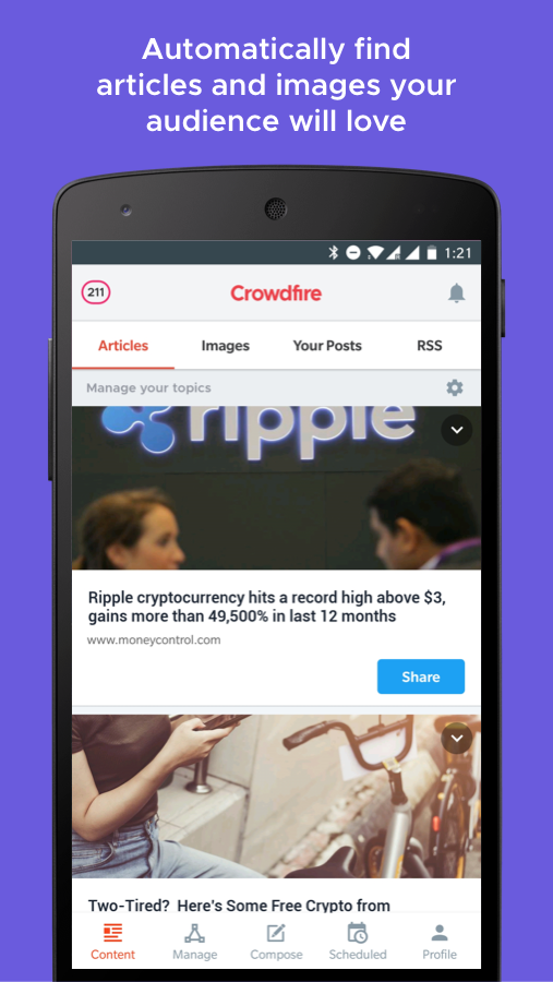 اسکرین شات 1 برنامه Crowdfire: Manage Social Media