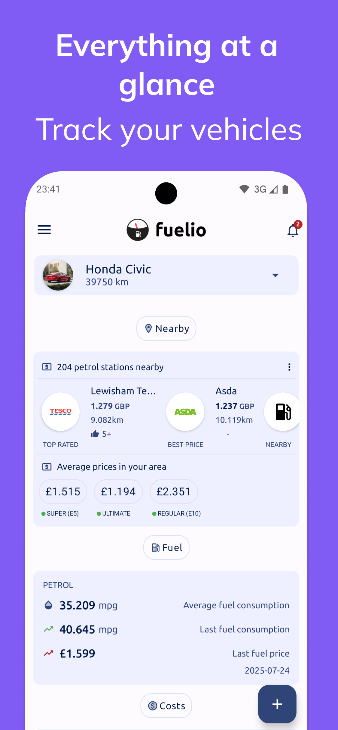 اسکرین شات 2 برنامه Fuelio: Fuel log & fuel prices