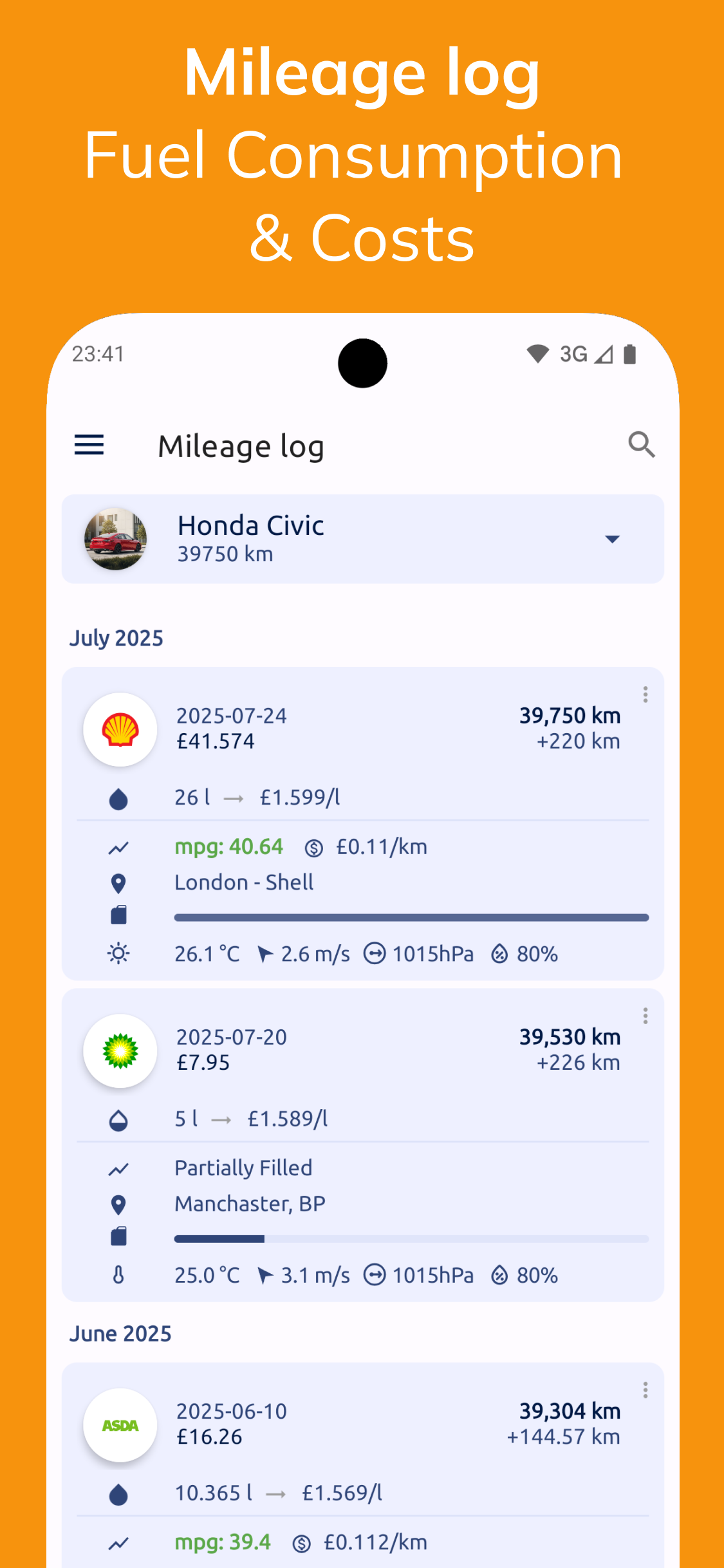اسکرین شات 3 برنامه Fuelio: Fuel log & fuel prices