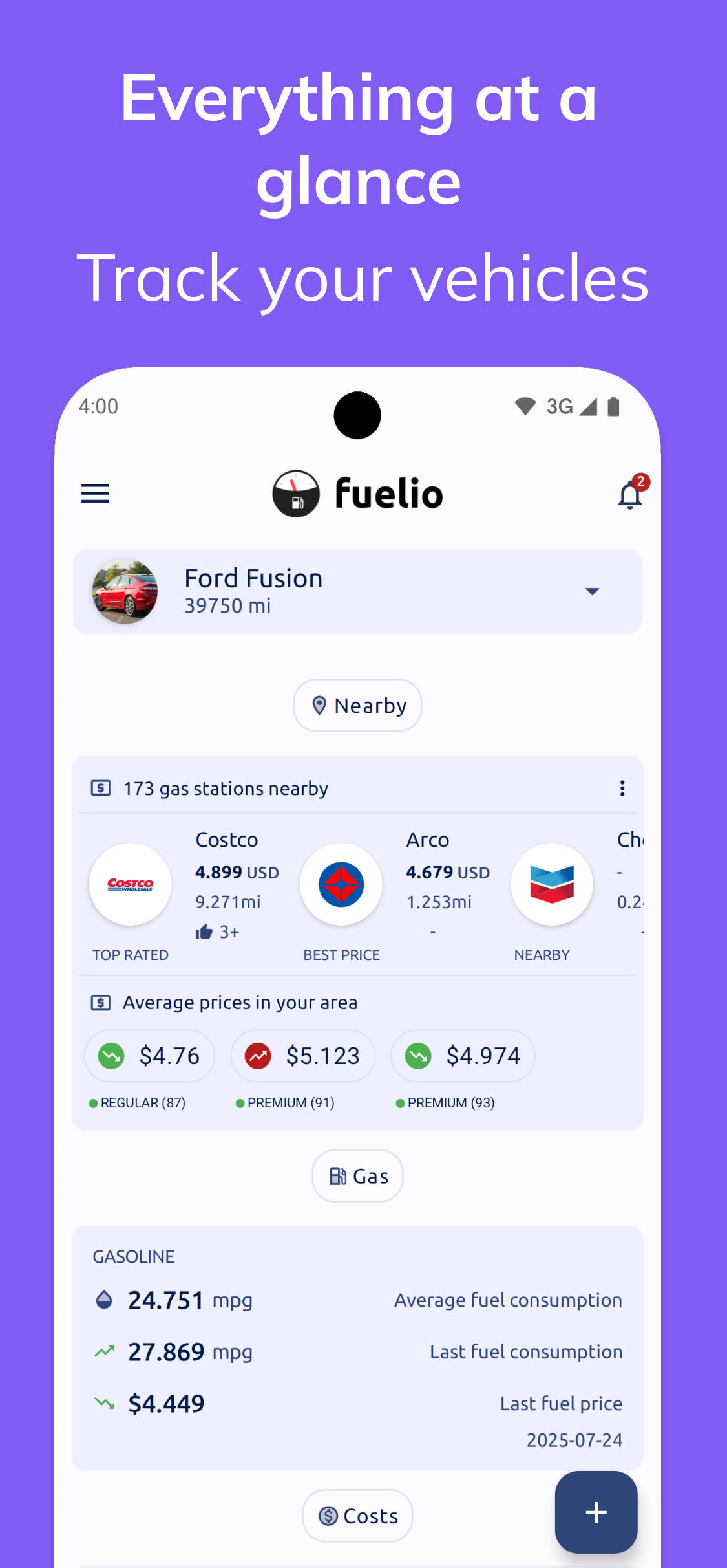 اسکرین شات 2 برنامه Fuelio: gas log & gas prices