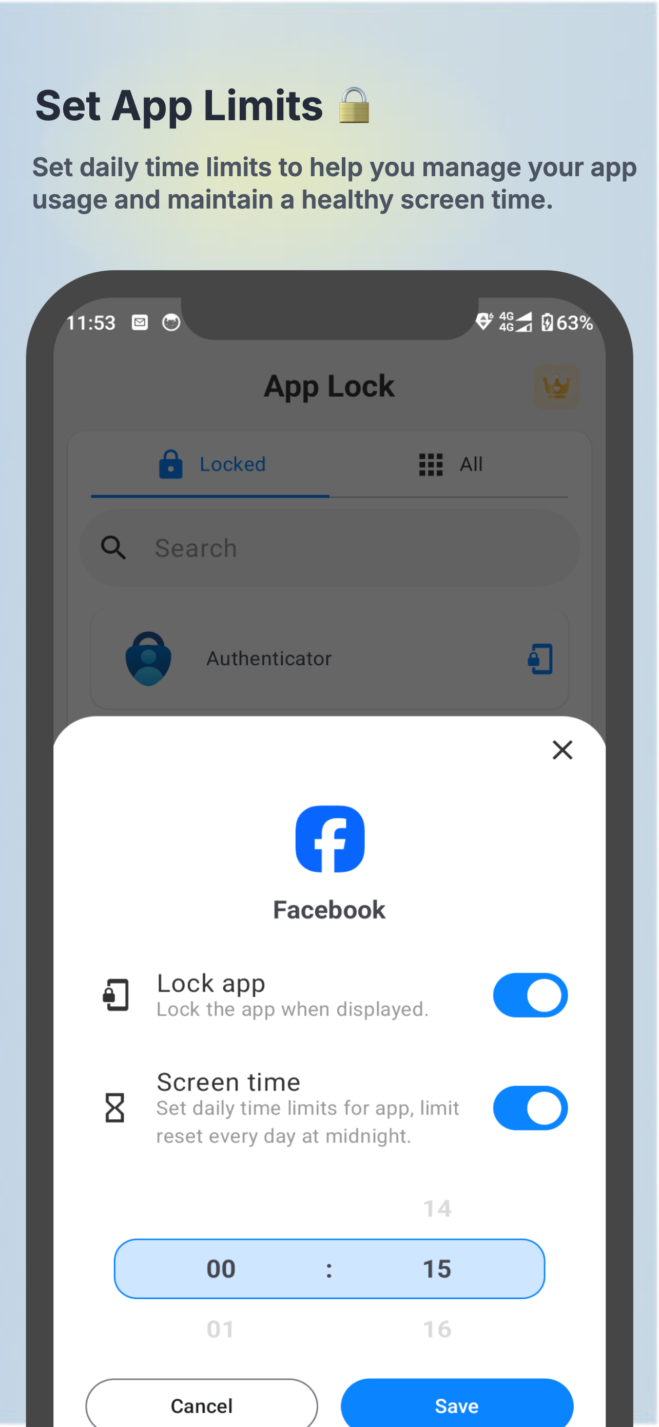 اسکرین شات 5 برنامه StayTime - AppLock Ultimate