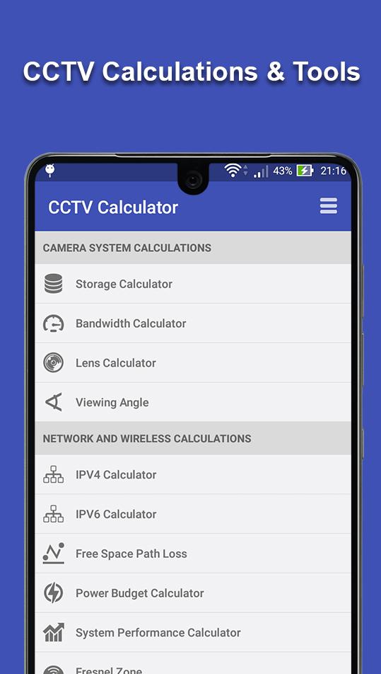 اسکرین شات برنامه CCTV Calculator and Tools 1