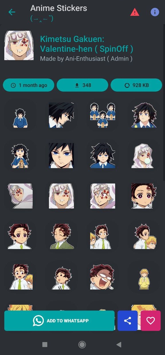 اسکرین شات 2 برنامه Anime Sticker For WASticker
