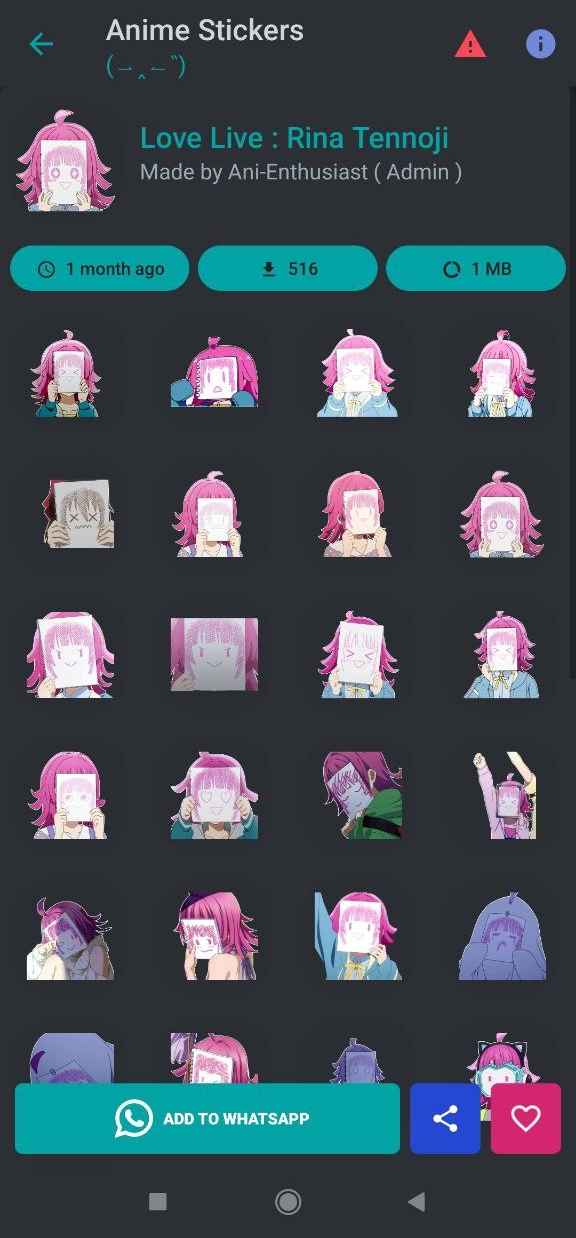 اسکرین شات 3 برنامه Anime Sticker For WASticker