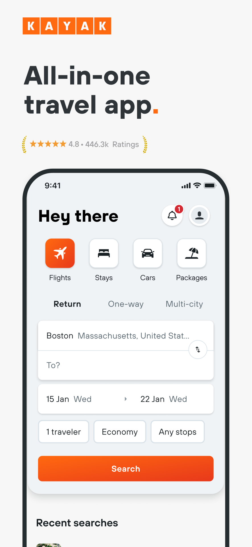 اسکرین شات 1 برنامه KAYAK: Flights, Hotels & Cars
