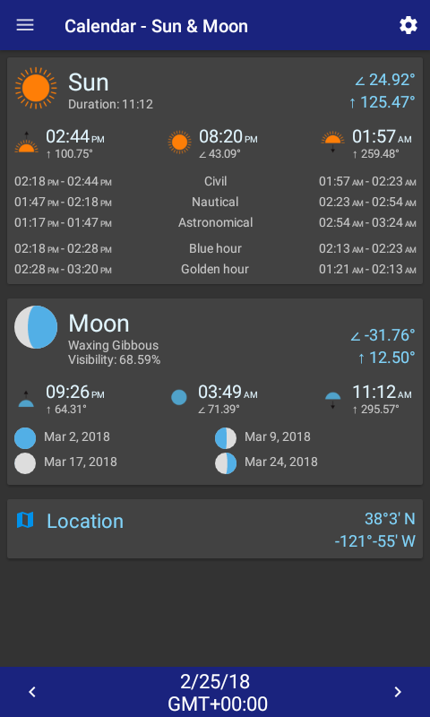 اسکرین شات 2 برنامه Calendar - Sun & Moon