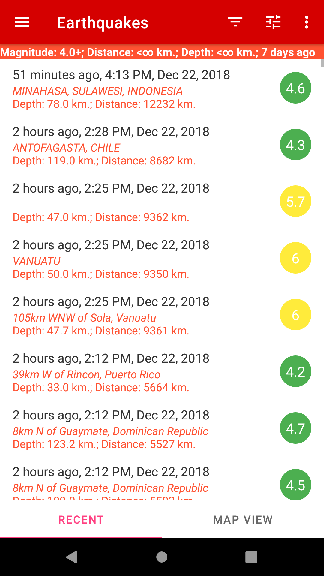 اسکرین شات 1 برنامه Earthquakes