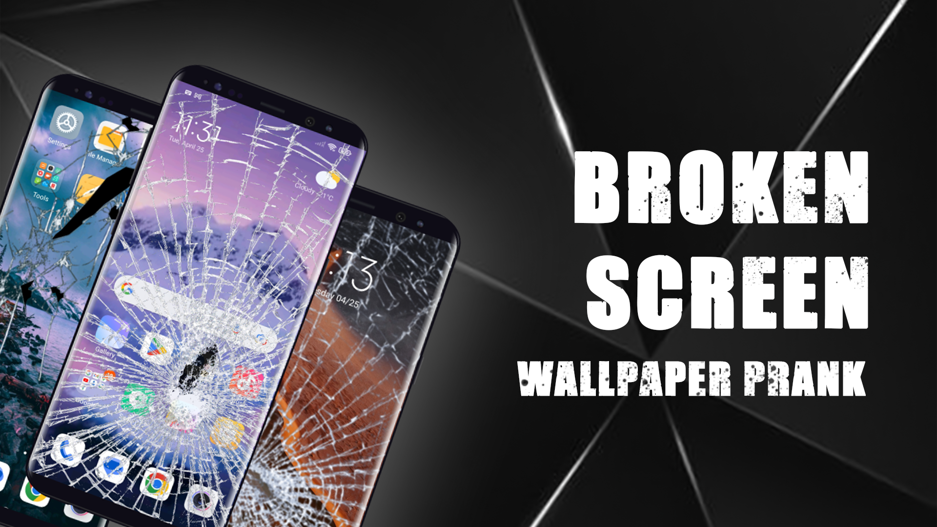 اسکرین شات 1 برنامه Broken Screen & Wallpaper 4K