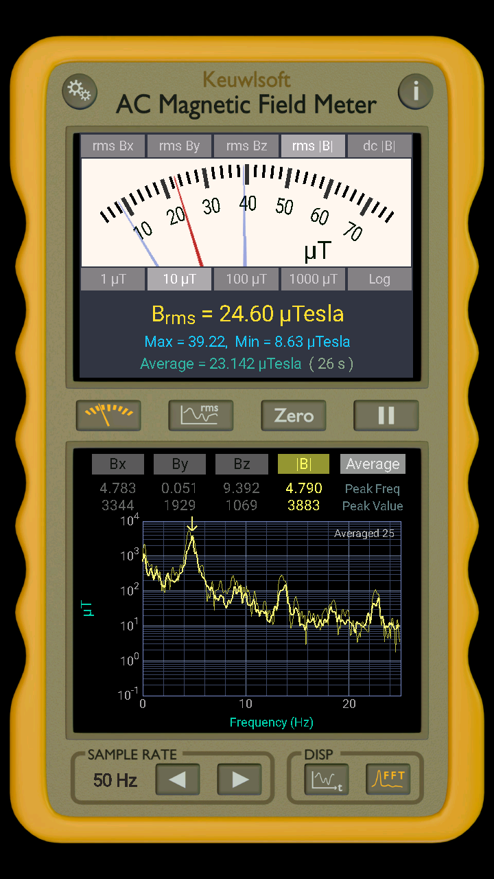 اسکرین شات برنامه AC Magnetic Field Meter 1