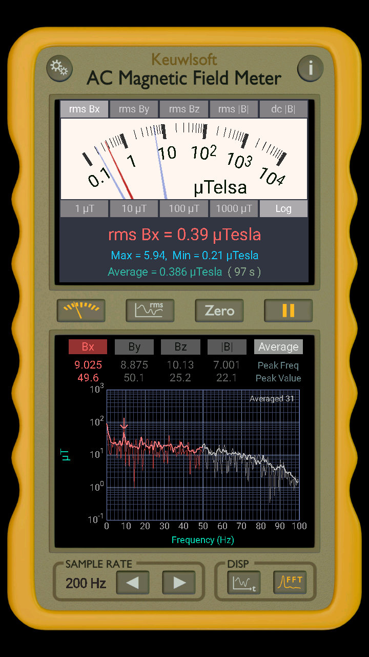 اسکرین شات برنامه AC Magnetic Field Meter 2