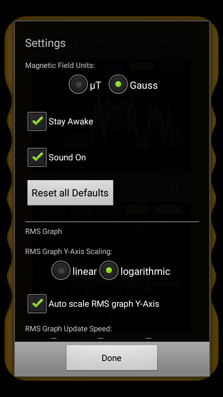 اسکرین شات برنامه AC Magnetic Field Meter 4