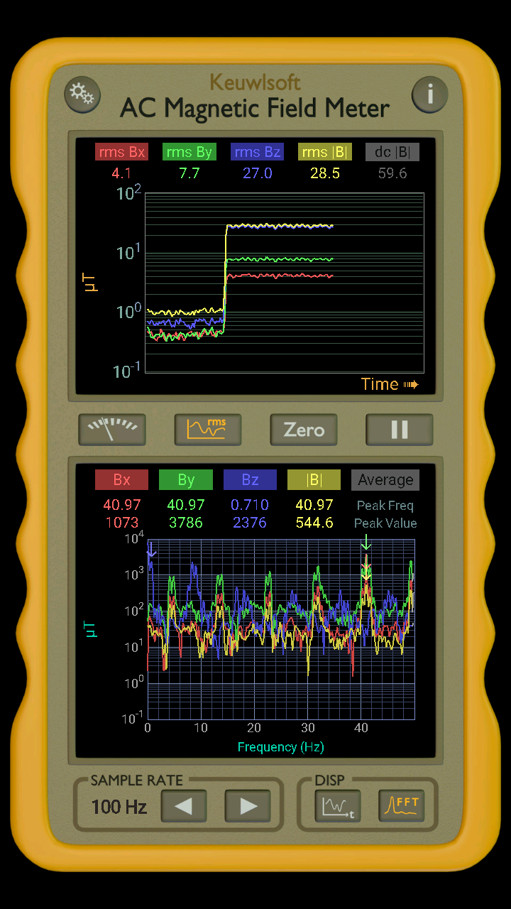 اسکرین شات برنامه AC Magnetic Field Meter 3