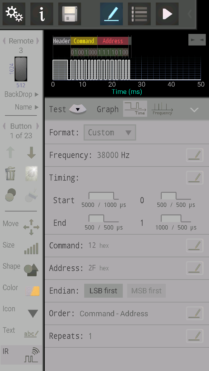 اسکرین شات برنامه IR Remote Creator 5