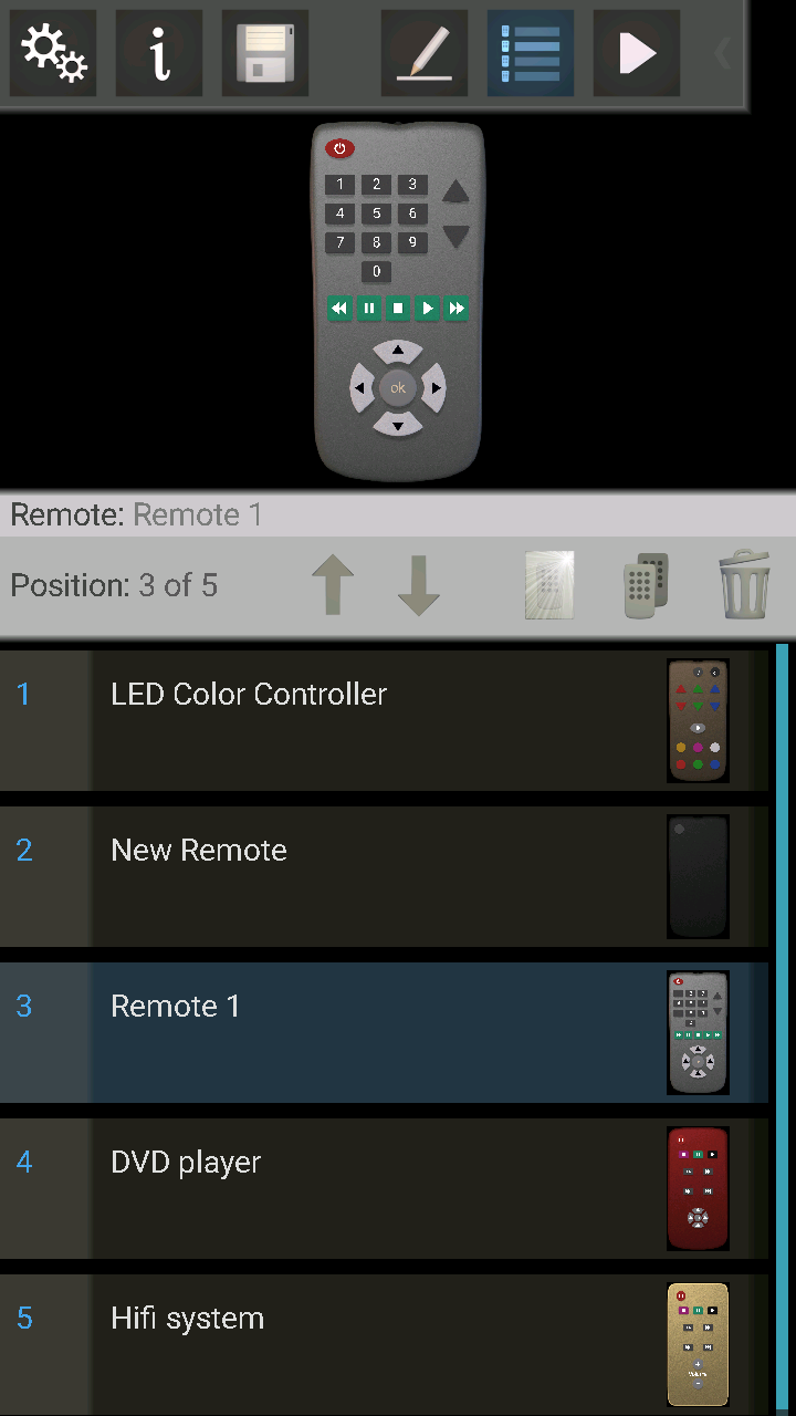 اسکرین شات برنامه IR Remote Creator 3
