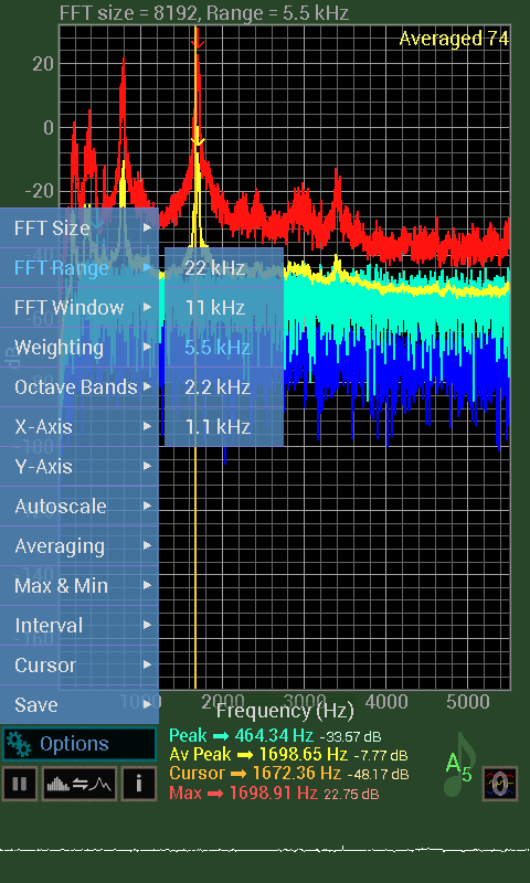 اسکرین شات برنامه Spectrum Analyser 2