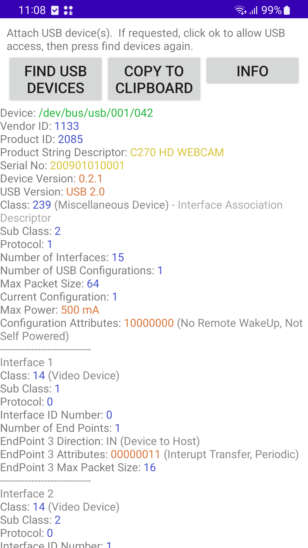 اسکرین شات 5 برنامه USB Host Test