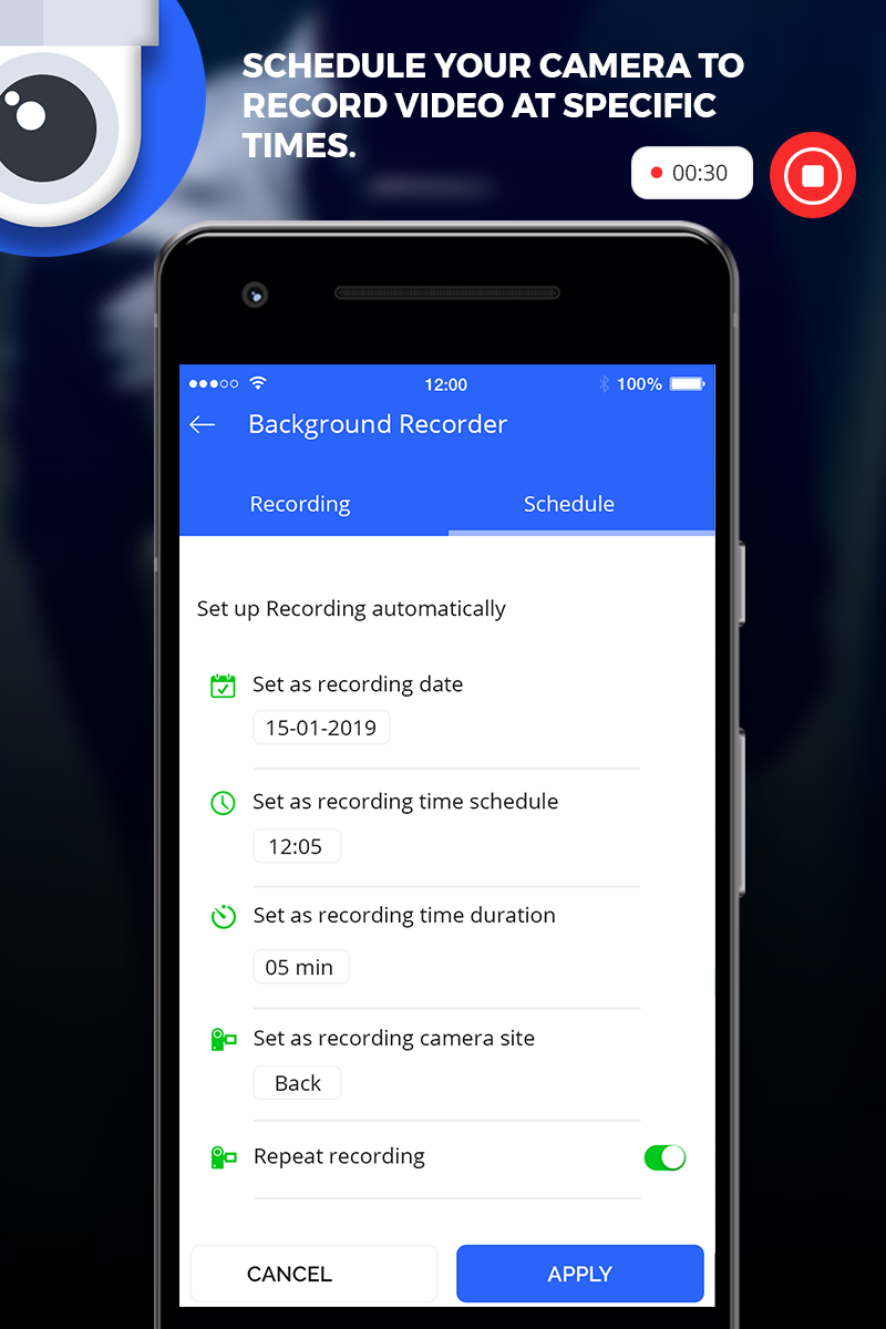 اسکرین شات 3 برنامه Background Video Recorder
