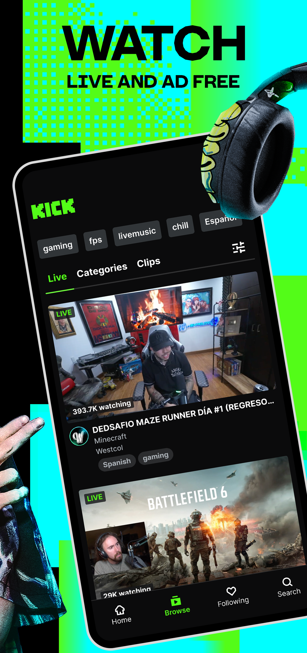 اسکرین شات 2 برنامه Kick: Live Streaming