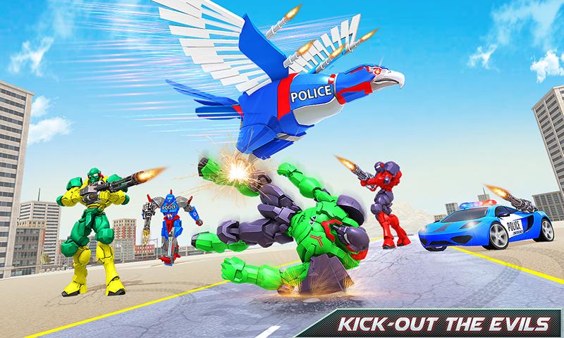 اسکرین شات 1 بازی Flying Eagle Robot Car Games
