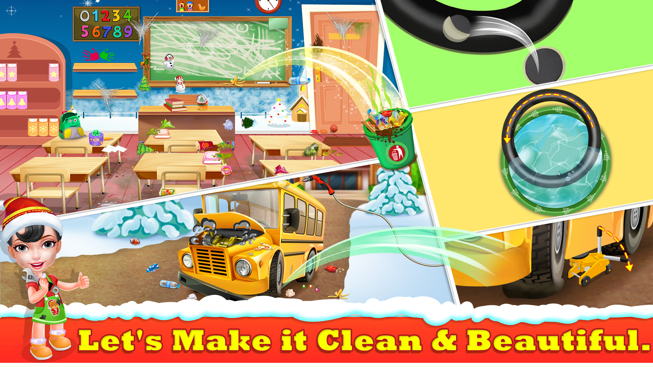 اسکرین شات 3 برنامه Keep Your School Clean Game