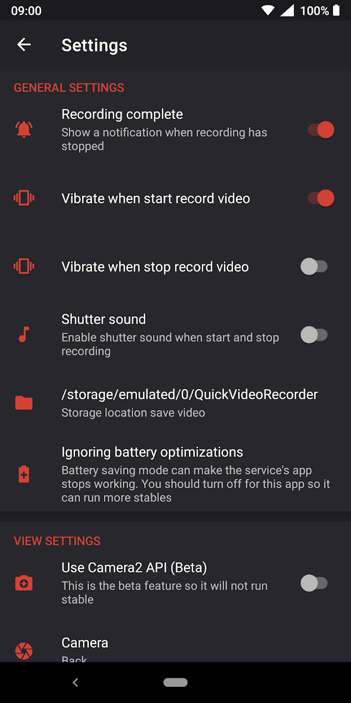 اسکرین شات 7 برنامه Quick Video Recorder