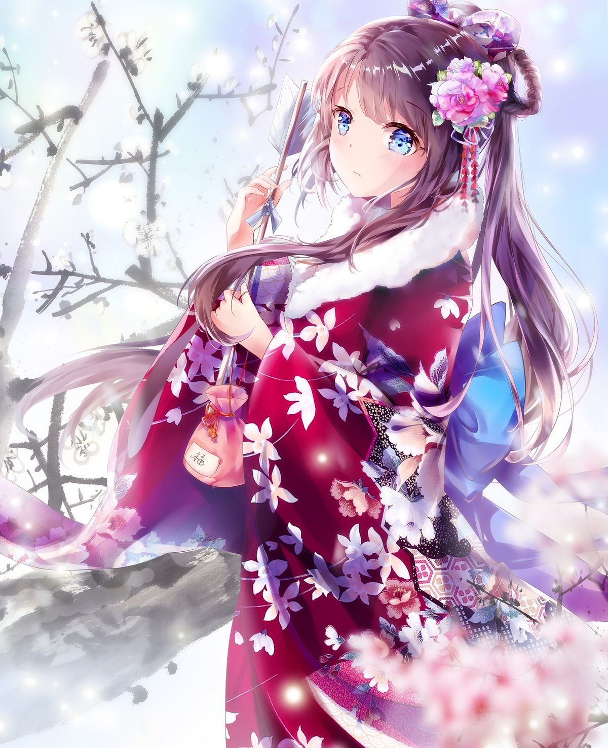 اسکرین شات 1 برنامه Kimono Anime Girl Wallpaper