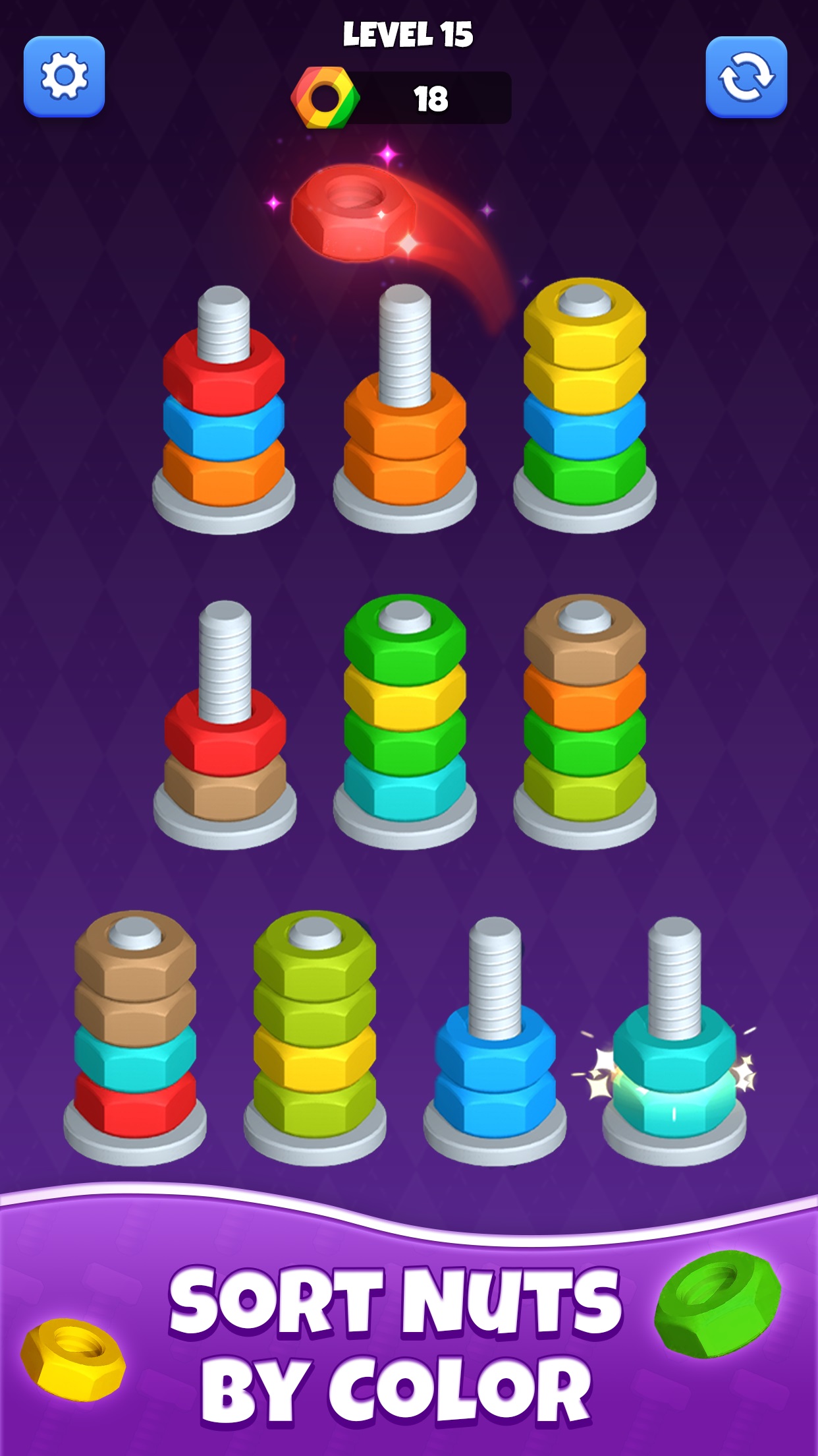 اسکرین شات 1 بازی Nut Sort-Color Puzzle Game