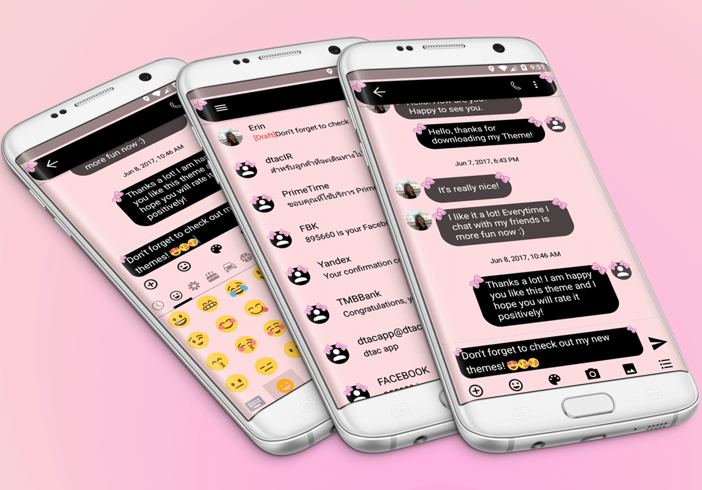 اسکرین شات 3 برنامه SMS Messages Bow Pink Pastel