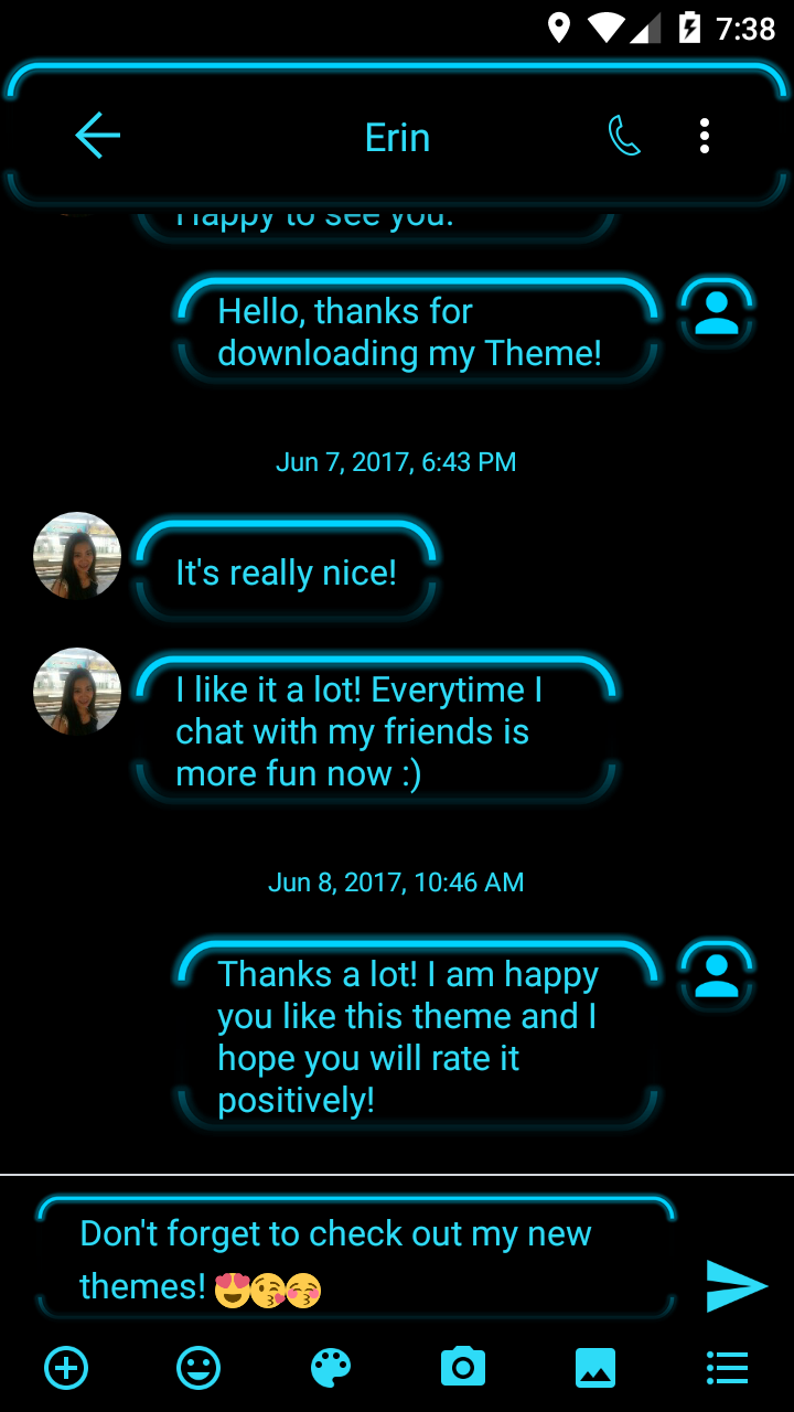 اسکرین شات 2 برنامه SMS Messages Neon Led Blue