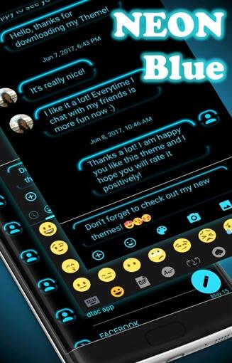 اسکرین شات 5 برنامه SMS Messages Neon Led Blue