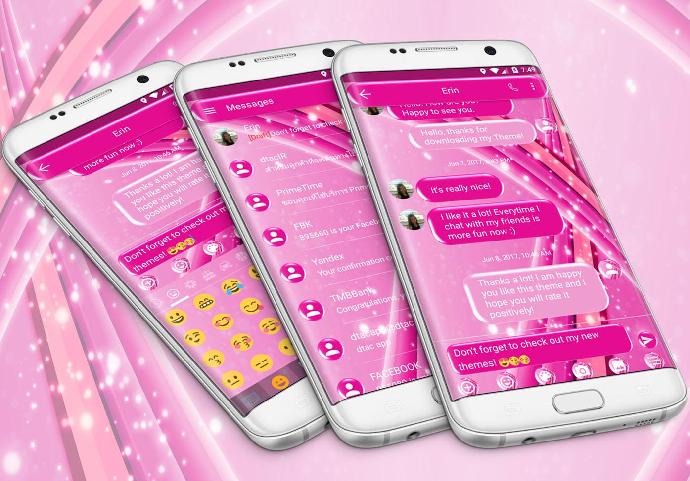 اسکرین شات 1 برنامه SMS Messages Sparkling Pink