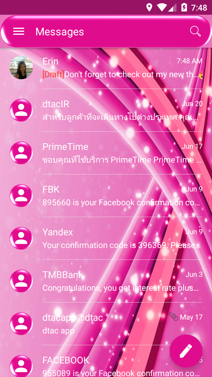 اسکرین شات 3 برنامه SMS Messages Sparkling Pink