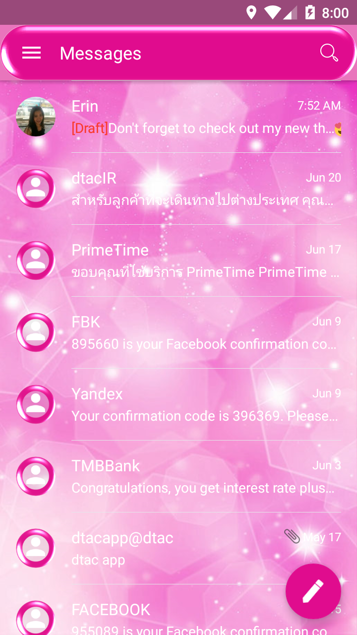 اسکرین شات 3 برنامه SMS Messages Sparkling Pink 2