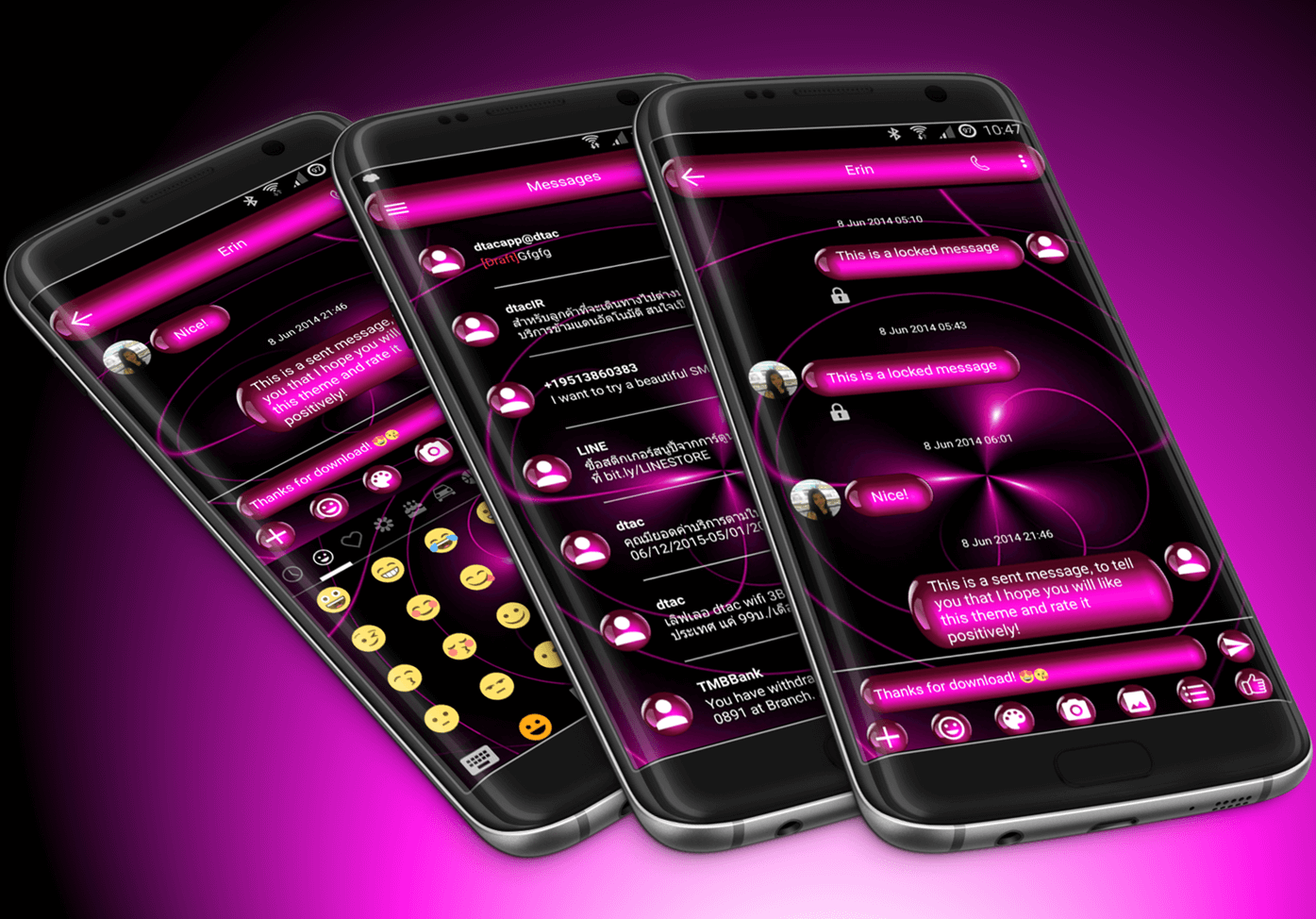 اسکرین شات 1 برنامه SMS Messages SpheresPink Theme
